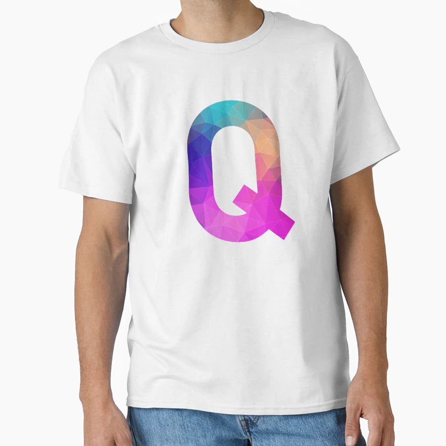Letter Q Capital Alphabet Q Colorful T-Shirt - Fun Novelty Design Unisex - T-Shirt, Sweatshirt, Hoodie
