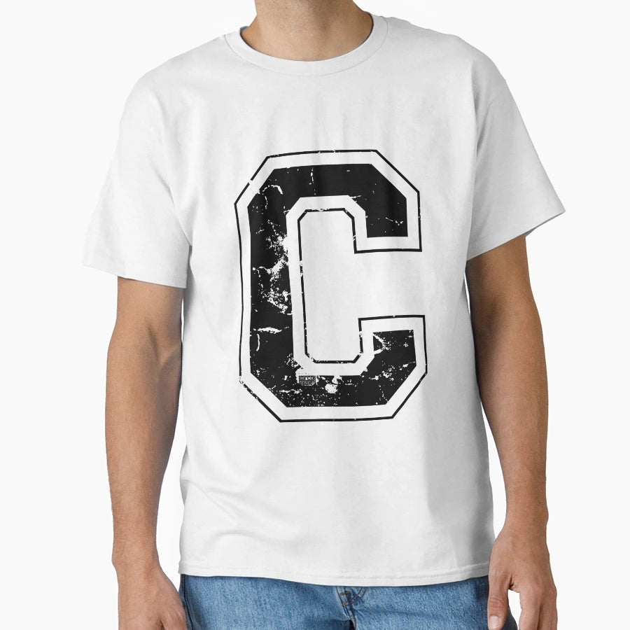Initial Letter C Black Jersey T-Shirt - Casual Everyday Wear for Adults - T-Shirt, Sweatshirt, Hoodie