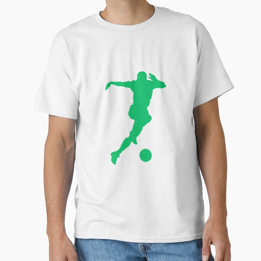 Football Green Running Player Ball T-Shirt - Minimalist Print for Adults - T-Shirt, Sweatshirt, Hoodie
