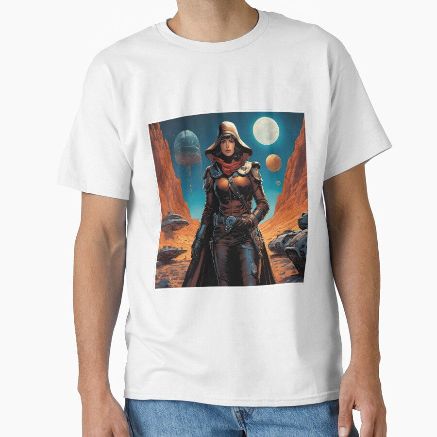 Science-fiction heroine on an alien planet by - Adult & Kids T-Shirts, Sweatshirts & Hoodies apparel design preview 1