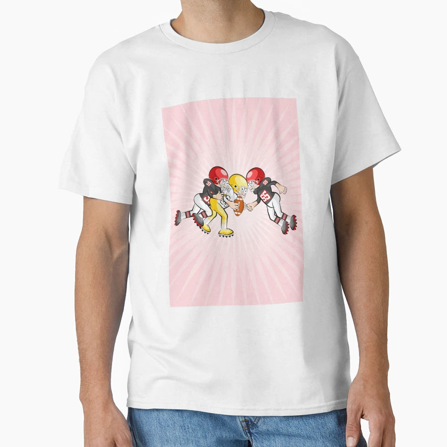 Three American Football Players Action T-Shirt - Minimalist Print Unisex - T-Shirt, Sweatshirt, Hoodie