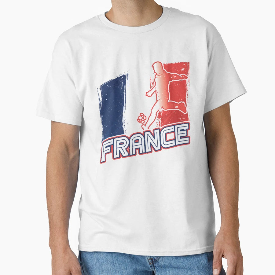 Football Soccer France Flag T-Shirt - Minimalist Print Men Women - T-Shirt, Sweatshirt, Hoodie