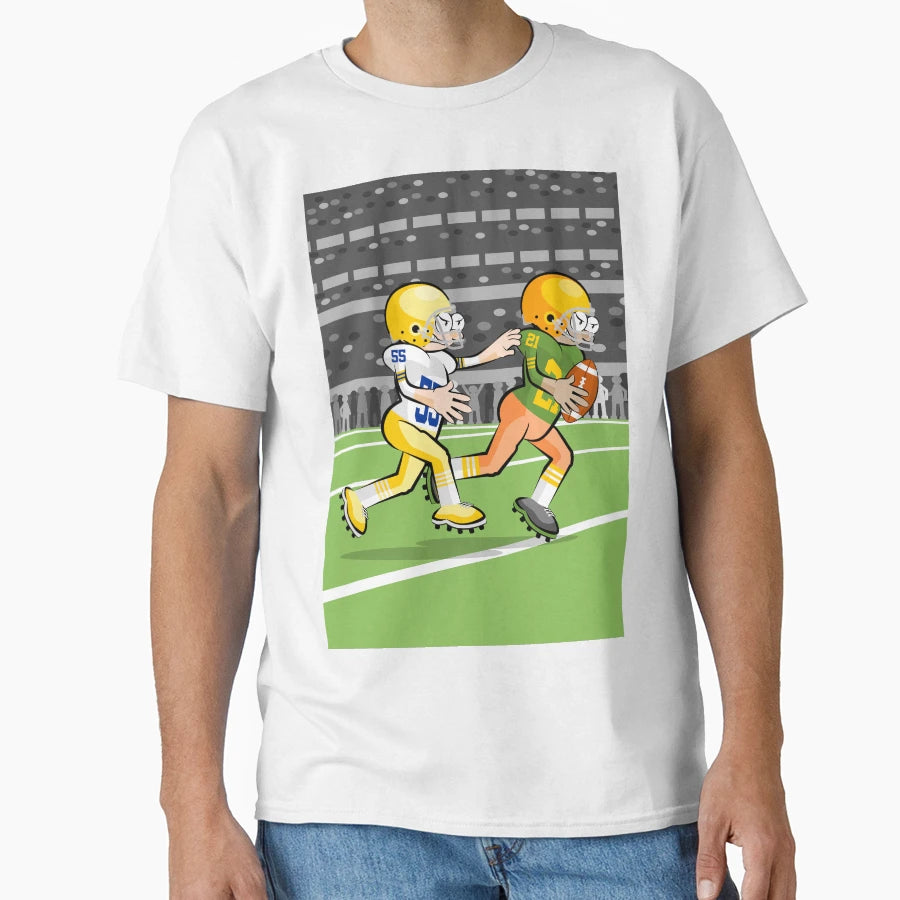 American Football Player Escapes T-Shirt - Fun Novelty Design for Adults - T-Shirt, Sweatshirt, Hoodie