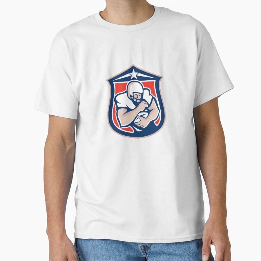 American Football Holding Ball Shield T-Shirt - Novelty Apparel Unisex - T-Shirt, Sweatshirt, Hoodie