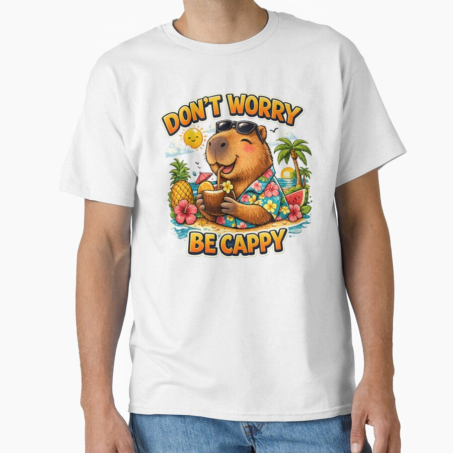 DON'T WORRY BE CAPPY Cute Capybara Drinking Cocktail - Adult & Kids T-Shirts, Sweatshirts & Hoodies apparel design preview 1
