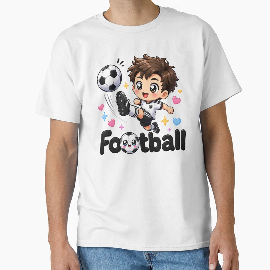 Kawaii Football Player Anime Chibi T-Shirt - Trendy Graphic for Adults - T-Shirt, Sweatshirt, Hoodie