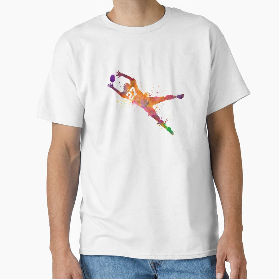 American Football Player Catching Receiving T-Shirt - Graphic Print Unisex - T-Shirt, Sweatshirt, Hoodie