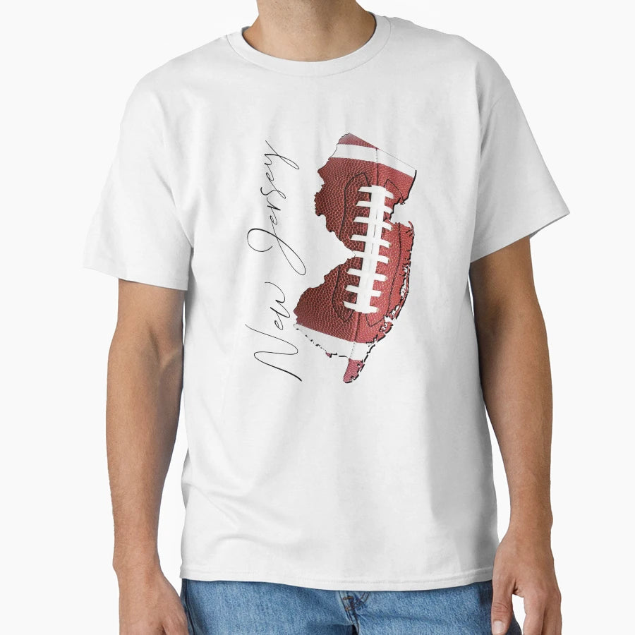 New Jersey Usa Map Real Football En T-Shirt - Aesthetic Graphic Men Women - T-Shirt, Sweatshirt, Hoodie