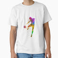 Soccer Football Player Flying Kicking T-Shirt - Trendy Graphic for Adults - T-Shirt, Sweatshirt, Hoodie