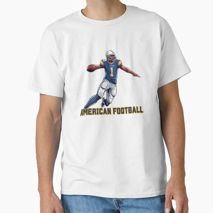 American Football Player Illustration T-Shirt - Novelty Apparel for Adults - T-Shirt, Sweatshirt, Hoodie
