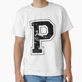 Initial Letter P Black Jersey T-Shirt - Casual Everyday Wear for Adults - T-Shirt, Sweatshirt, Hoodie