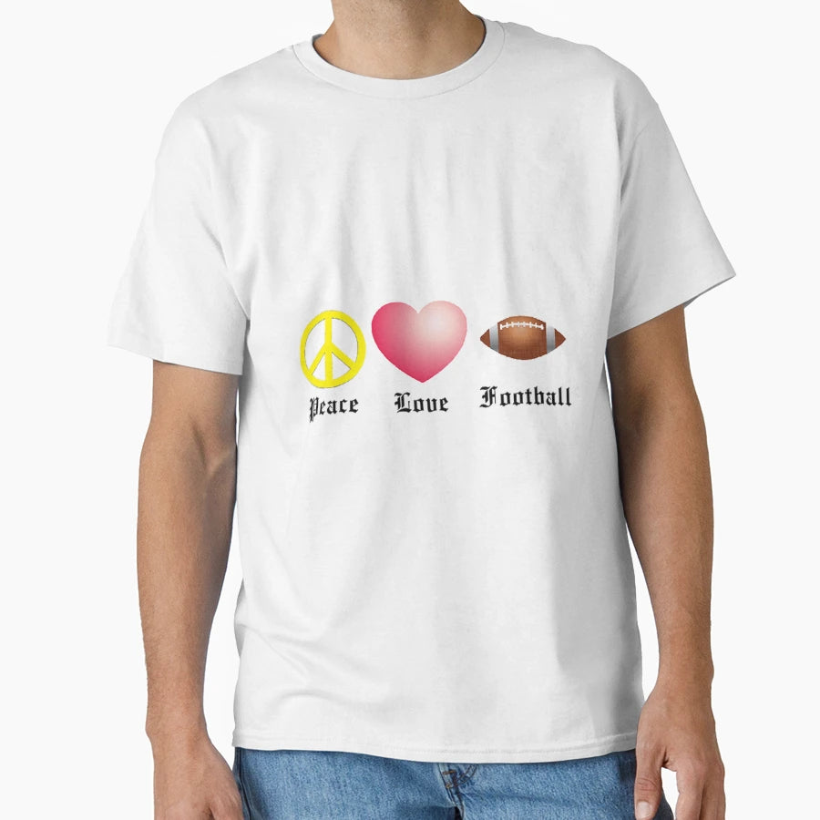 Peace Love Football T-Shirt - Custom Art Print Unisex - T-Shirt, Sweatshirt, Hoodie