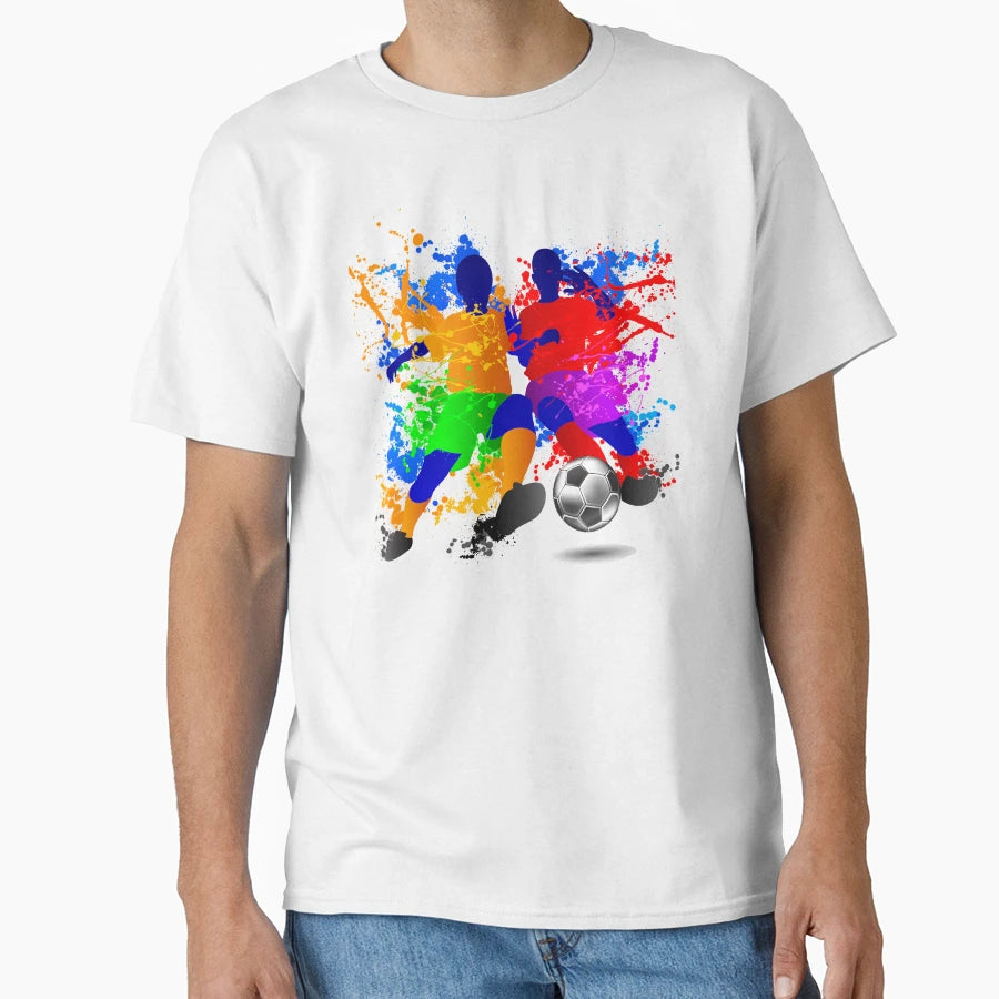 Soccer Players Dribble Paint Splash T-Shirt - Custom Art Print Men Women - T-Shirt, Sweatshirt, Hoodie