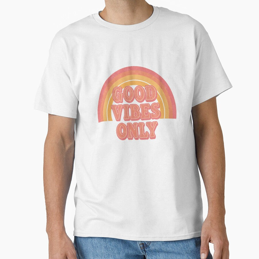 Good Vibes Only Retro Rainbow Positive Aesthetic - Adult & Kids T-Shirts, Sweatshirts & Hoodies apparel design preview 1