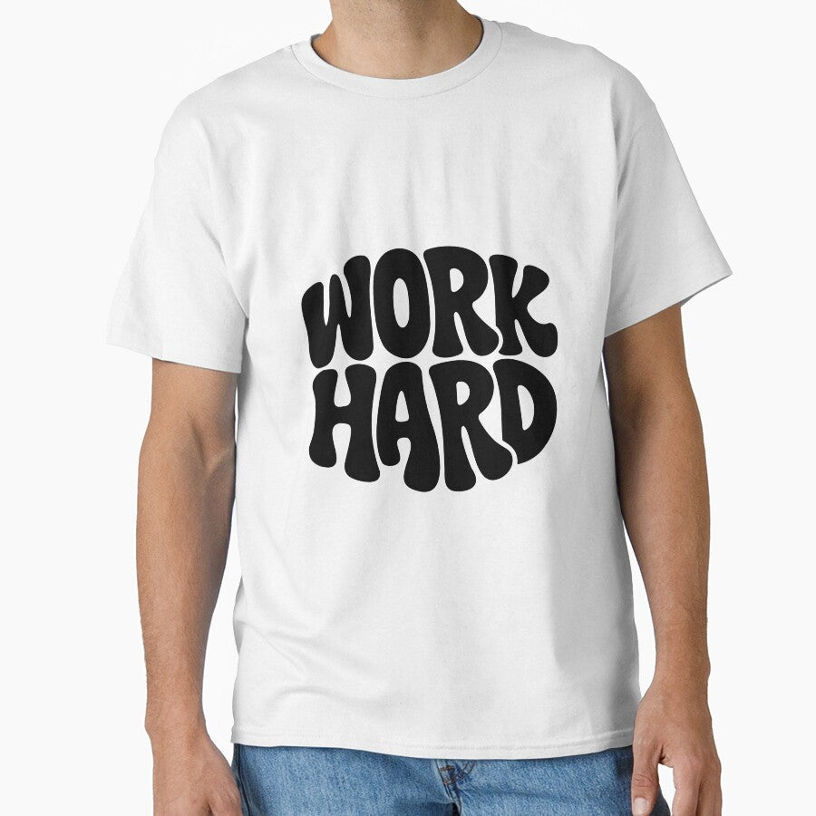 Work Hard Bold Typography Retro Bubble Letter - Adult & Kids T-Shirts, Sweatshirts & Hoodies apparel design preview 1