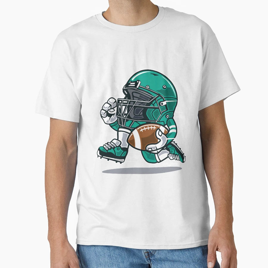American Football Player Cartoon Character T-Shirt - Novelty Apparel Unisex - T-Shirt, Sweatshirt, Hoodie