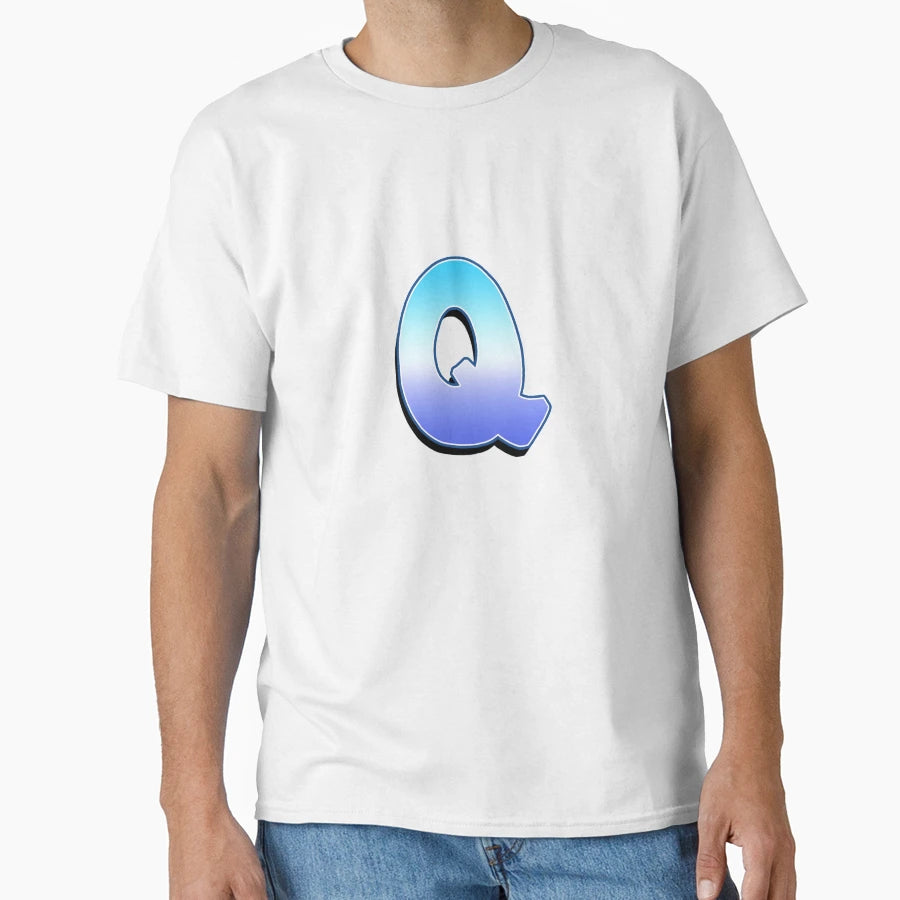 Letter Q Purple Blue T-Shirt - Trendy Graphic for Adults - T-Shirt, Sweatshirt, Hoodie