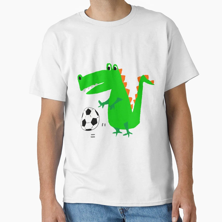 Funny Alligator Or Crocodile Playing Soccer T-Shirt - Graphic Print Unisex - T-Shirt, Sweatshirt, Hoodie
