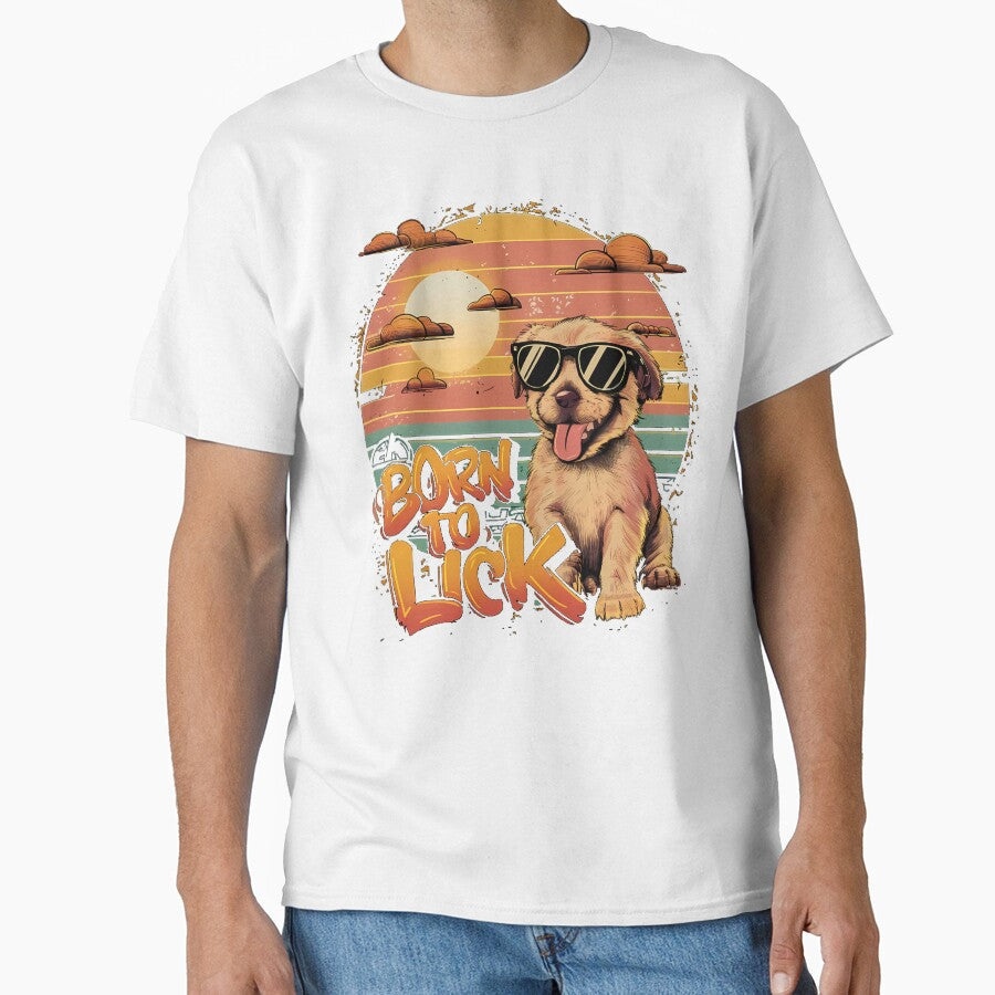 Retro Sunset and Puppy Love by SpeakingPrint2 - Adult & Kids T-Shirts, Sweatshirts & Hoodies apparel design preview 1