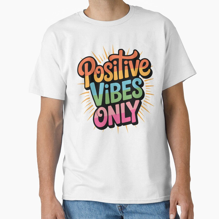 Positive Vibes Only Retro Lettering by CraftStudioCo - Adult & Kids T-Shirts, Sweatshirts & Hoodies apparel design preview 1