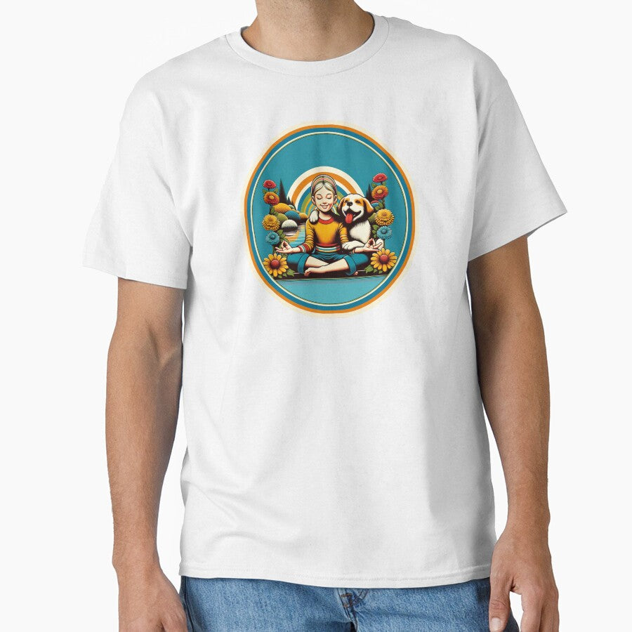 Colorful Zen Girl Doggy by CountryBreezes - Adult & Kids T-Shirts, Sweatshirts & Hoodies apparel design preview 1