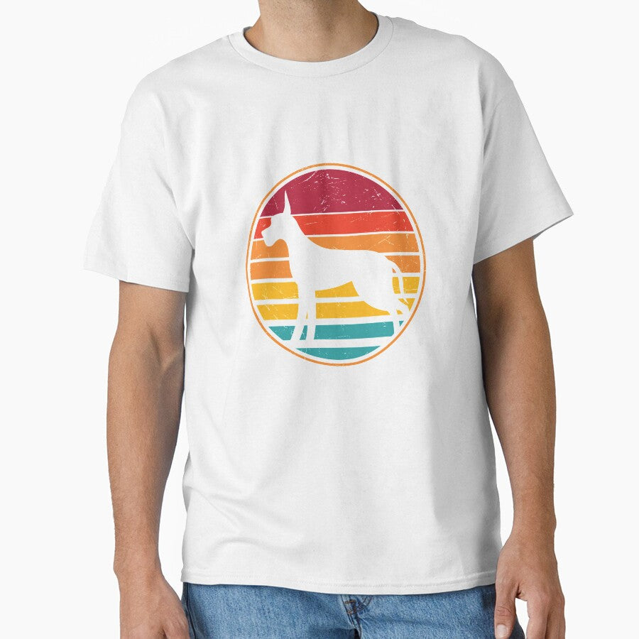 Vintage Sunset Doberman Pinscher Silhouette Retro - Adult & Kids T-Shirts, Sweatshirts & Hoodies apparel design preview 1
