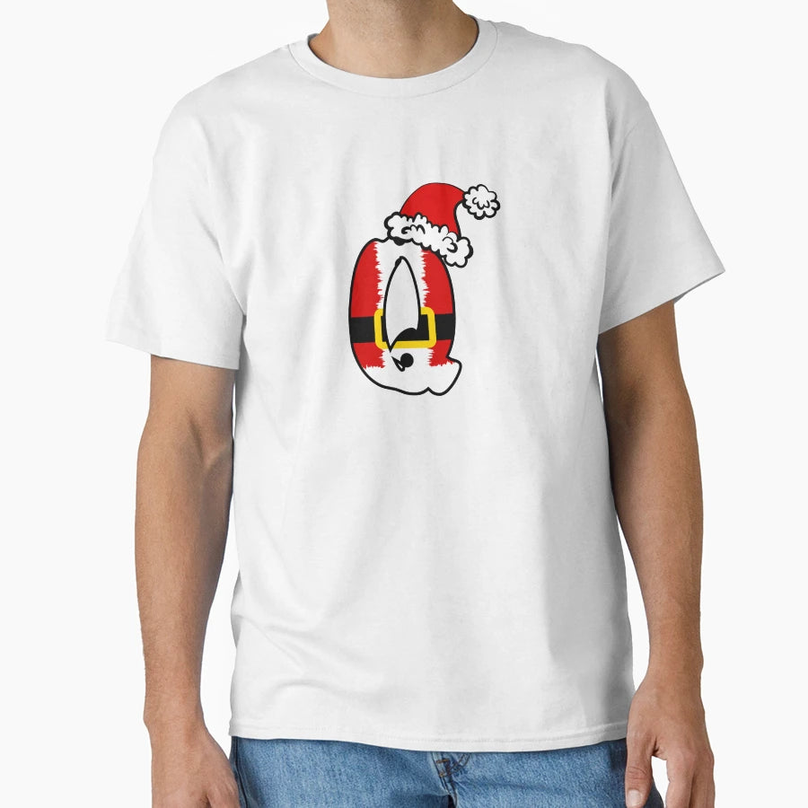Santa Monogram Font Q T-Shirt - Casual Everyday Wear Men Women - T-Shirt, Sweatshirt, Hoodie