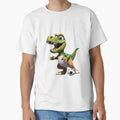 Dinosaur Playing Football T-Shirt - Graphic Print Unisex - T-Shirt, Sweatshirt, Hoodie