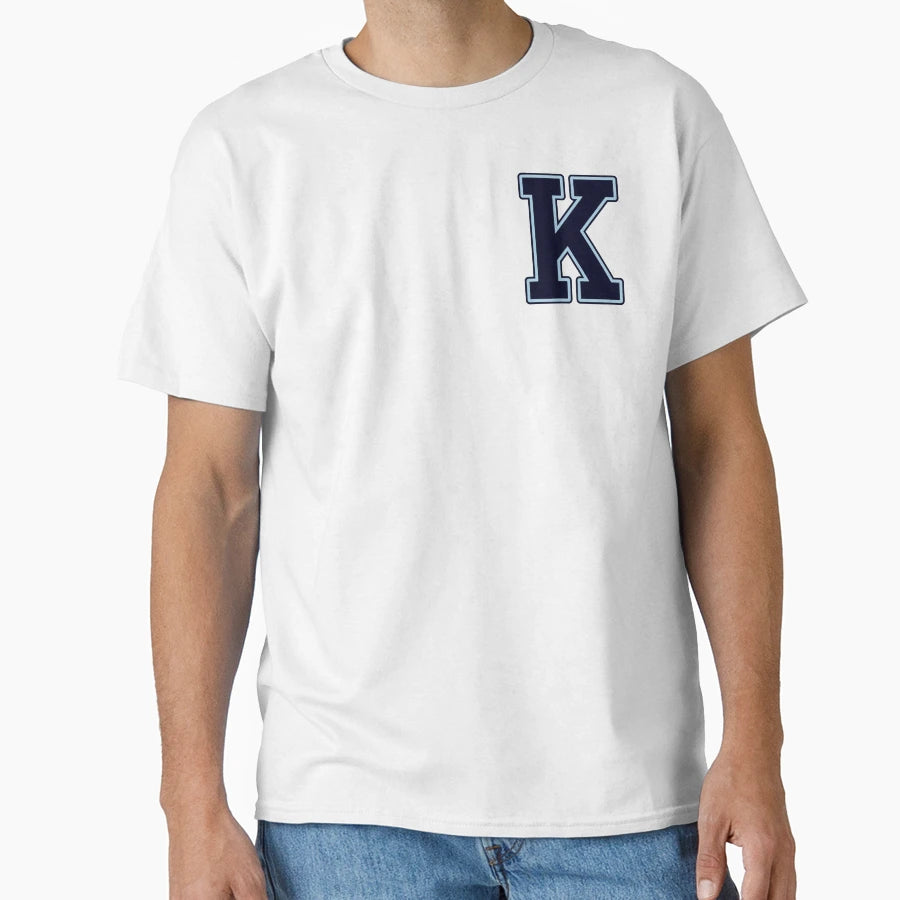 Navy Blue Letter K Initial Monogram T-Shirt - Custom Art Print for Adults - T-Shirt, Sweatshirt, Hoodie