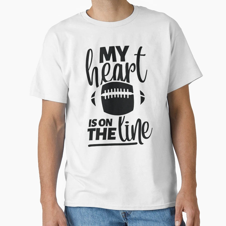 My Heart Is Line Football Offensive T-Shirt - Graphic Print Men Women - T-Shirt, Sweatshirt, Hoodie
