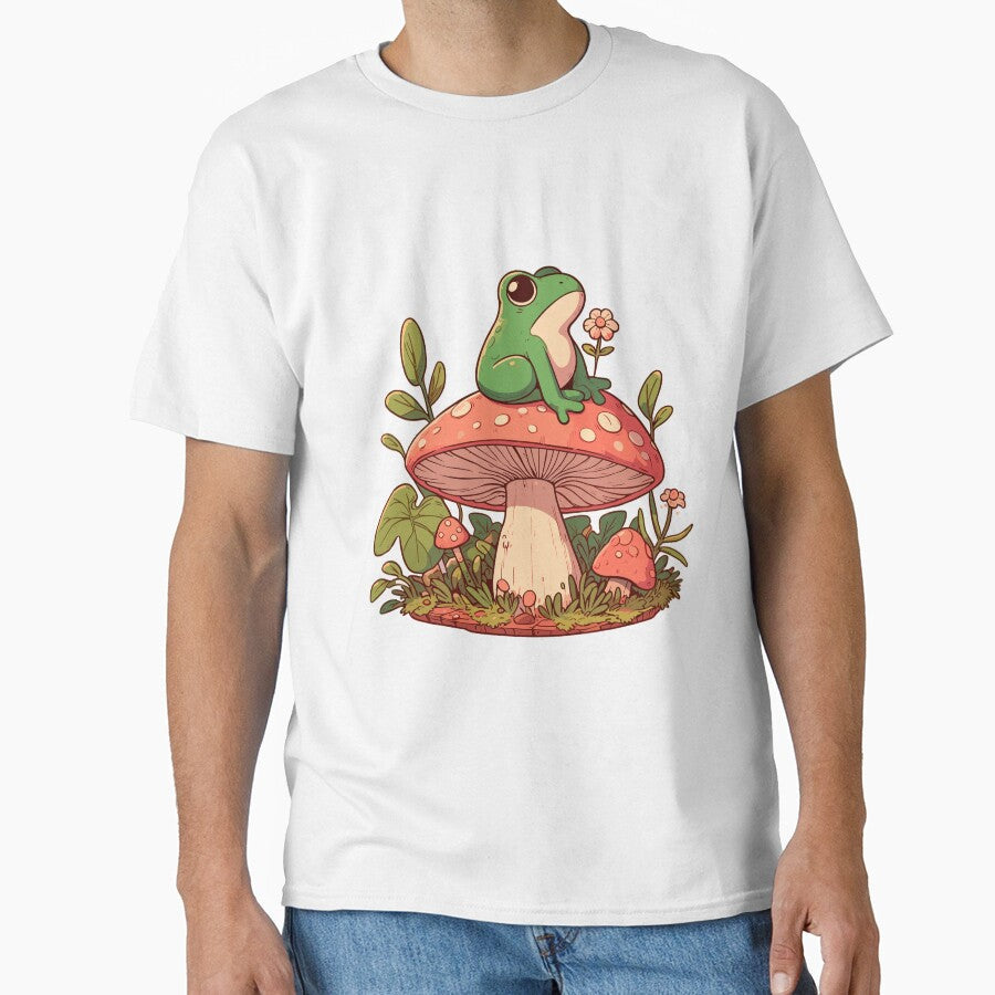 Frog on mushroom cute by GlobalDesigns- - Adult & Kids T-Shirts, Sweatshirts & Hoodies apparel design preview 1