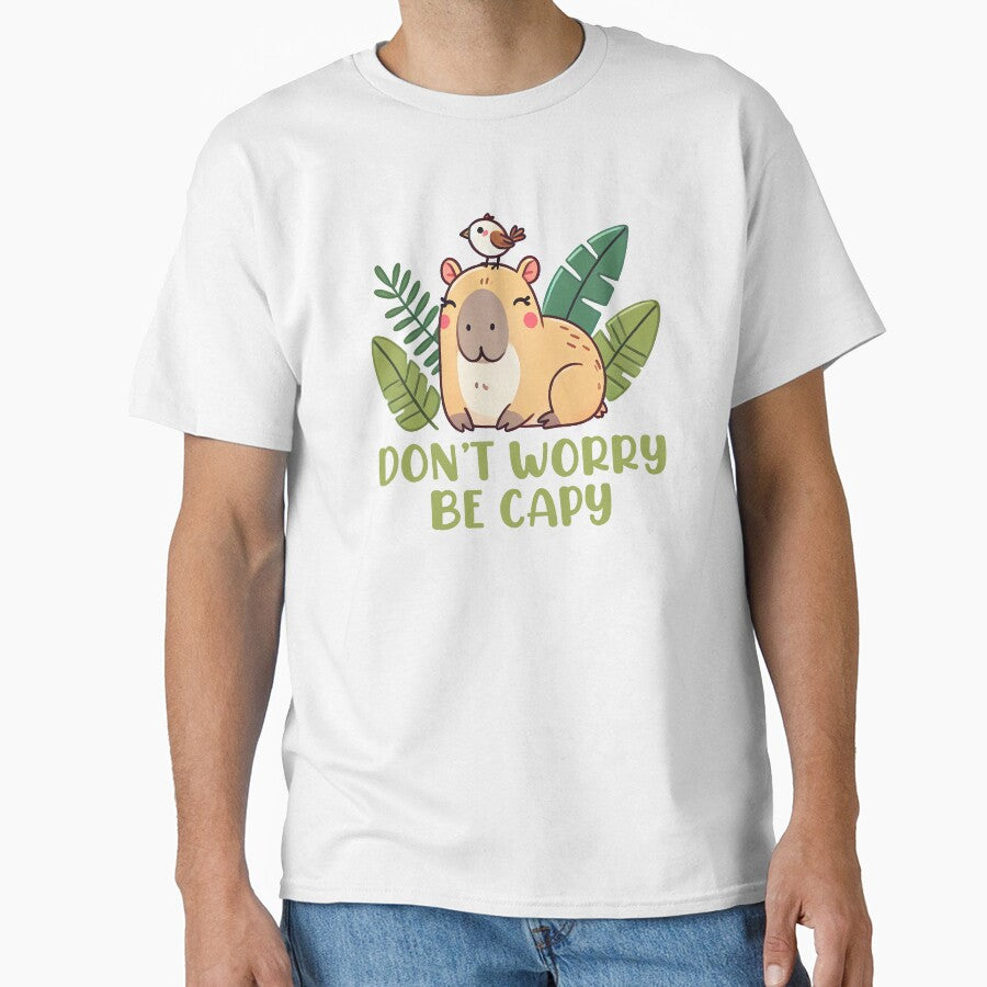 Don't Worry Be Capy Funny Capybara Saying by KD Merch - Adult & Kids T-Shirts, Sweatshirts & Hoodies apparel design preview 1