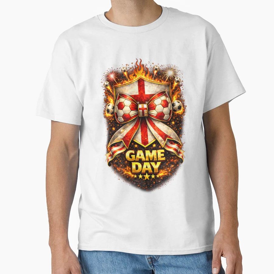 England Soccer Bow Game Day Flaming T-Shirt - Casual Everyday Wear Unisex - T-Shirt, Sweatshirt, Hoodie
