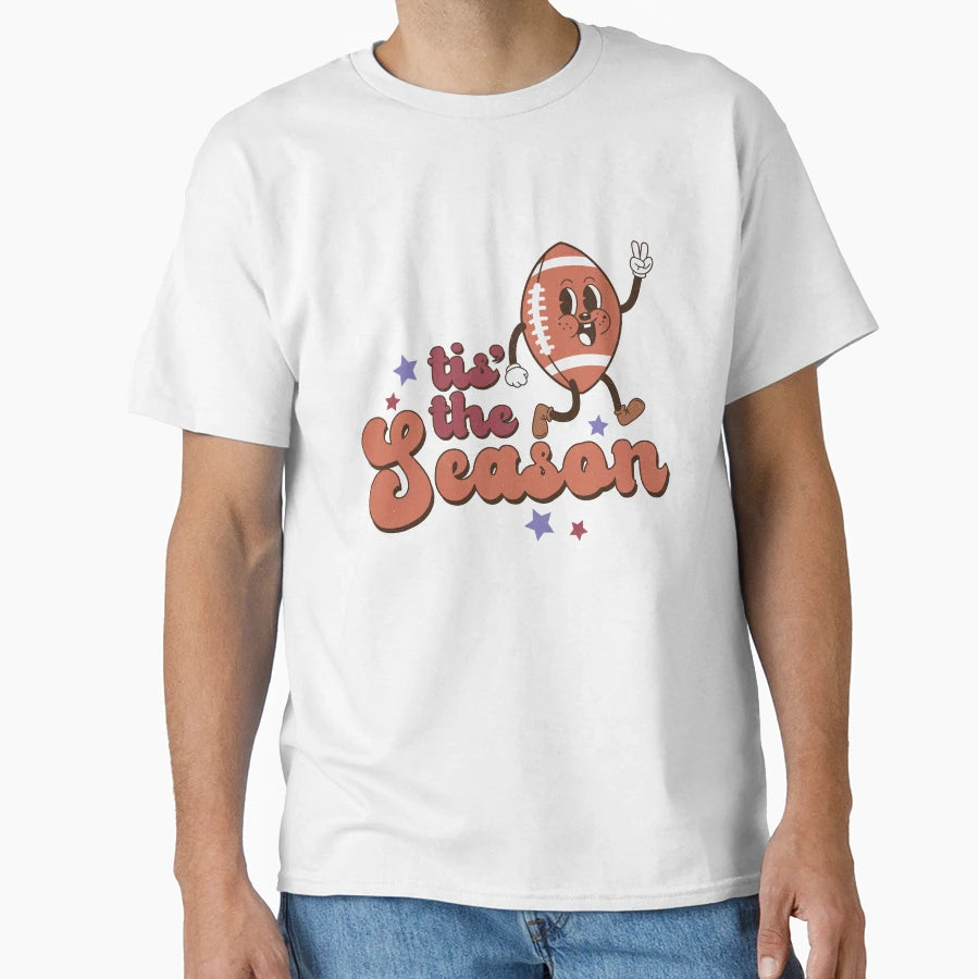 Tis Season Football Smiling Football T-Shirt - Custom Art Print for Adults - T-Shirt, Sweatshirt, Hoodie