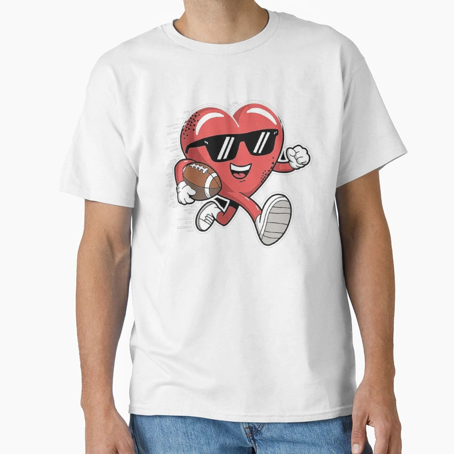Running Heart Playing Football T-Shirt - Graphic Print Unisex - T-Shirt, Sweatshirt, Hoodie