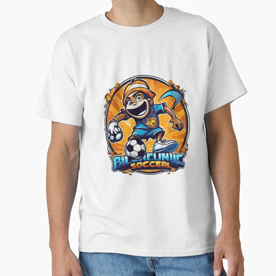 Cartoon Character Playing Soccer T-Shirt - Streetwear Style for Adults - T-Shirt, Sweatshirt, Hoodie