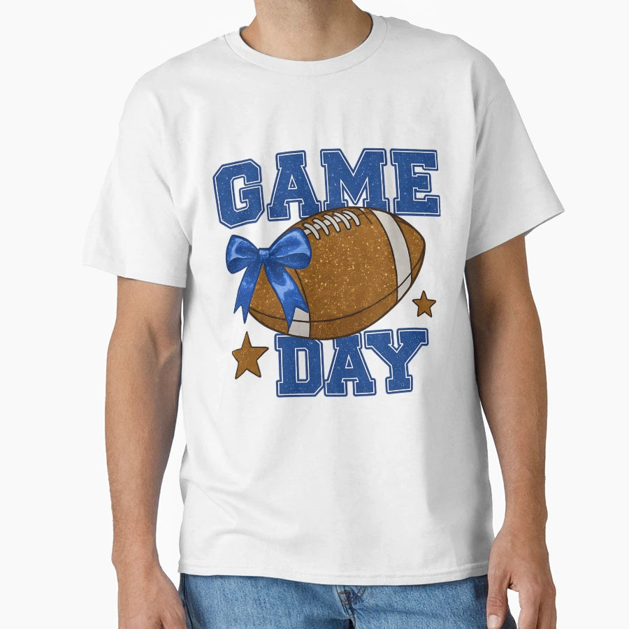 Game Day Football Glitter Bow T-Shirt - Novelty Apparel Men Women - T-Shirt, Sweatshirt, Hoodie
