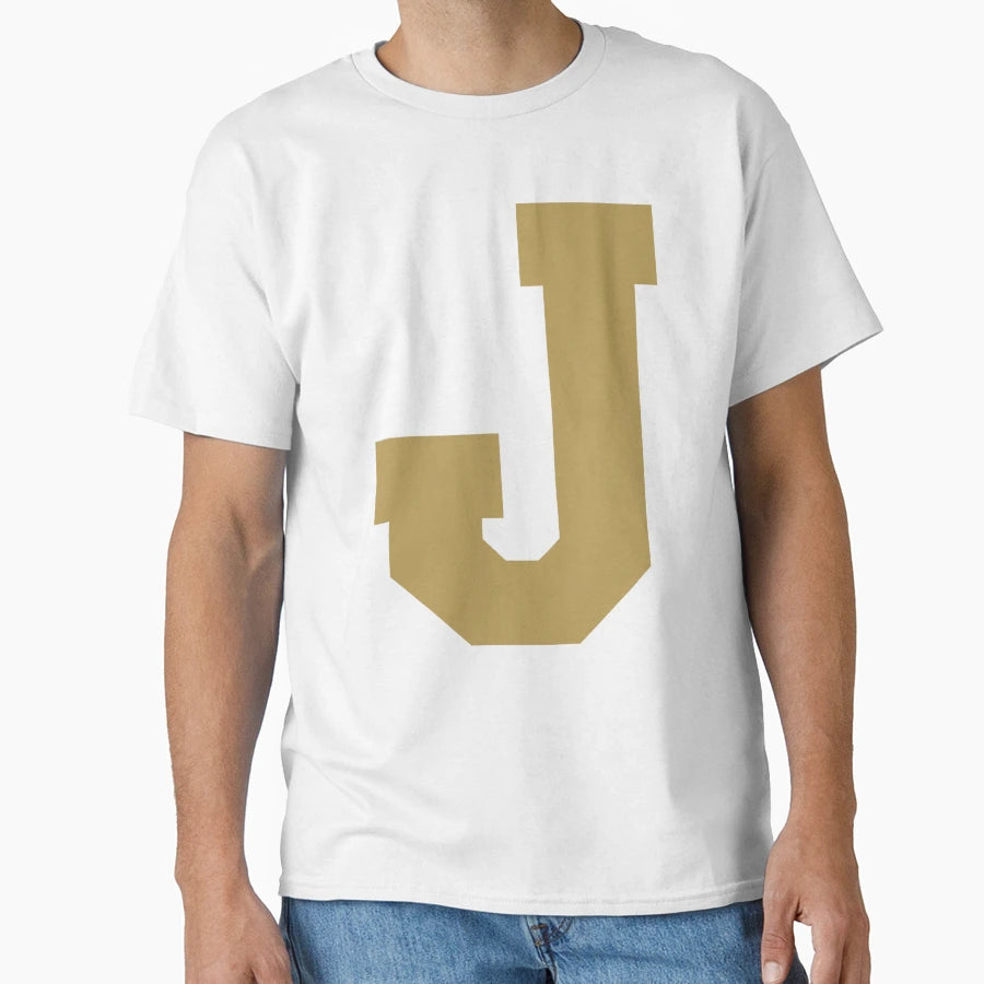 Alphabet Gold J Sports Letter J T-Shirt - Aesthetic Graphic for Adults - T-Shirt, Sweatshirt, Hoodie