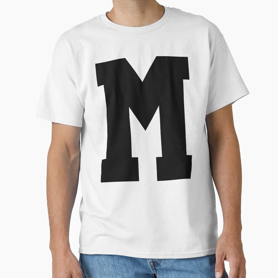 Alphabet Black M Sports Letter M T-Shirt - Unique Graphic Unisex - T-Shirt, Sweatshirt, Hoodie