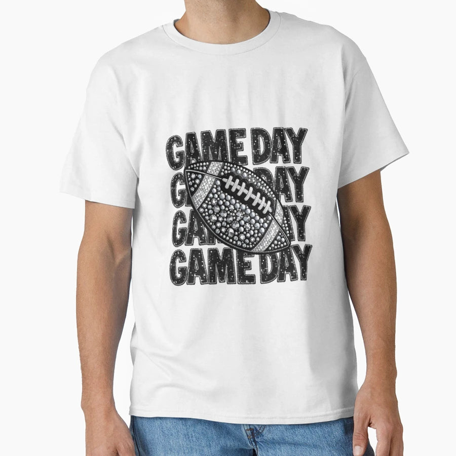 Game Day Football Png Faux Embroidery T-Shirt - Minimalist Print Unisex - T-Shirt, Sweatshirt, Hoodie