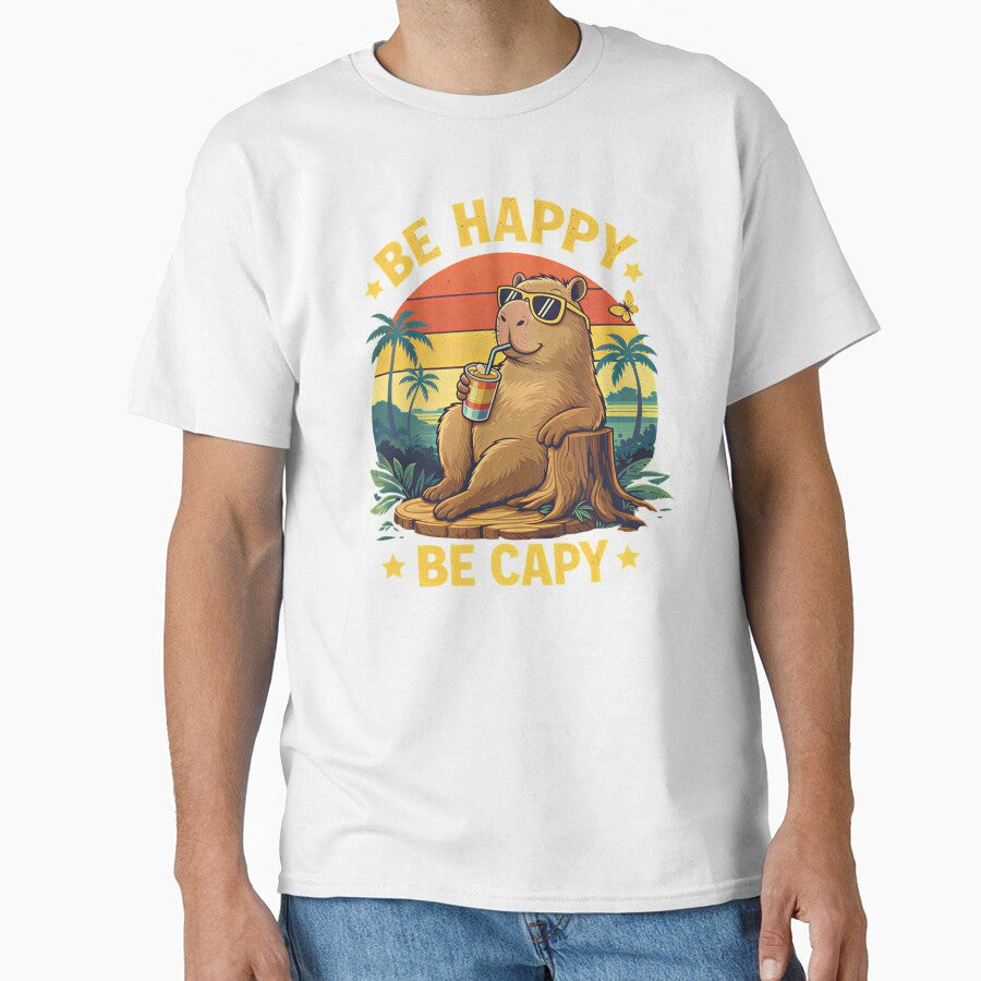 Be Happy Capy Capybara Funny Meme by Blok45 - Adult & Kids T-Shirts, Sweatshirts & Hoodies apparel design preview 1