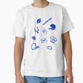 Football Theme Fan Pattern Blue White T-Shirt - Graphic Print Men Women - T-Shirt, Sweatshirt, Hoodie