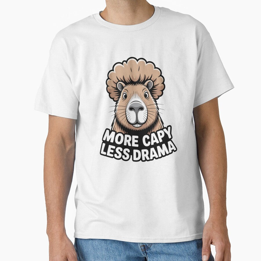 Capybara Afro Design: More Capy Less Drama by - Adult & Kids T-Shirts, Sweatshirts & Hoodies apparel design preview 1