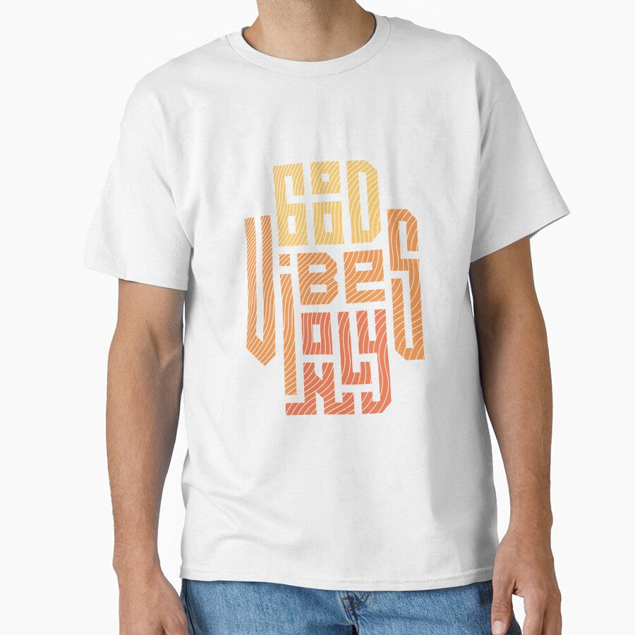 Good Vibes Only Retro Geometric Wave Typography - Adult & Kids T-Shirts, Sweatshirts & Hoodies apparel design preview 1