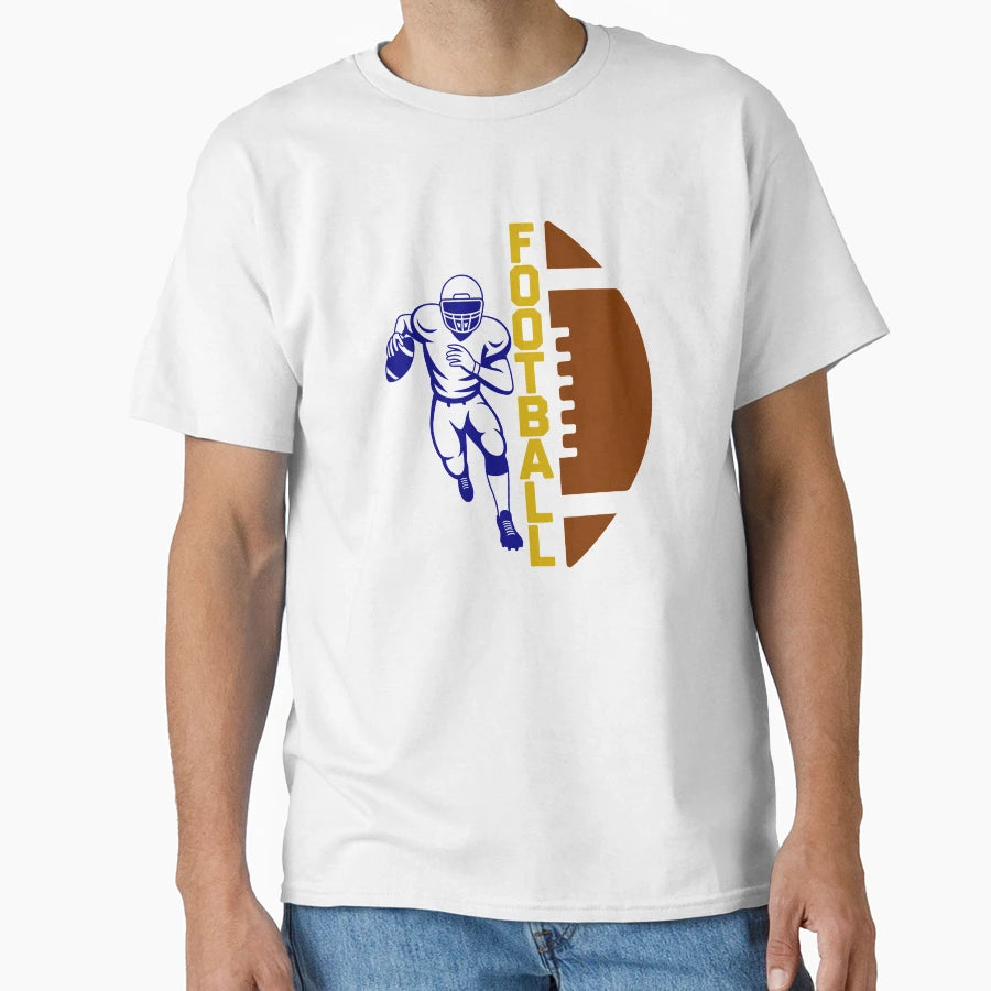 Running Football Player Football And T-Shirt - Custom Art Print Men Women - T-Shirt, Sweatshirt, Hoodie