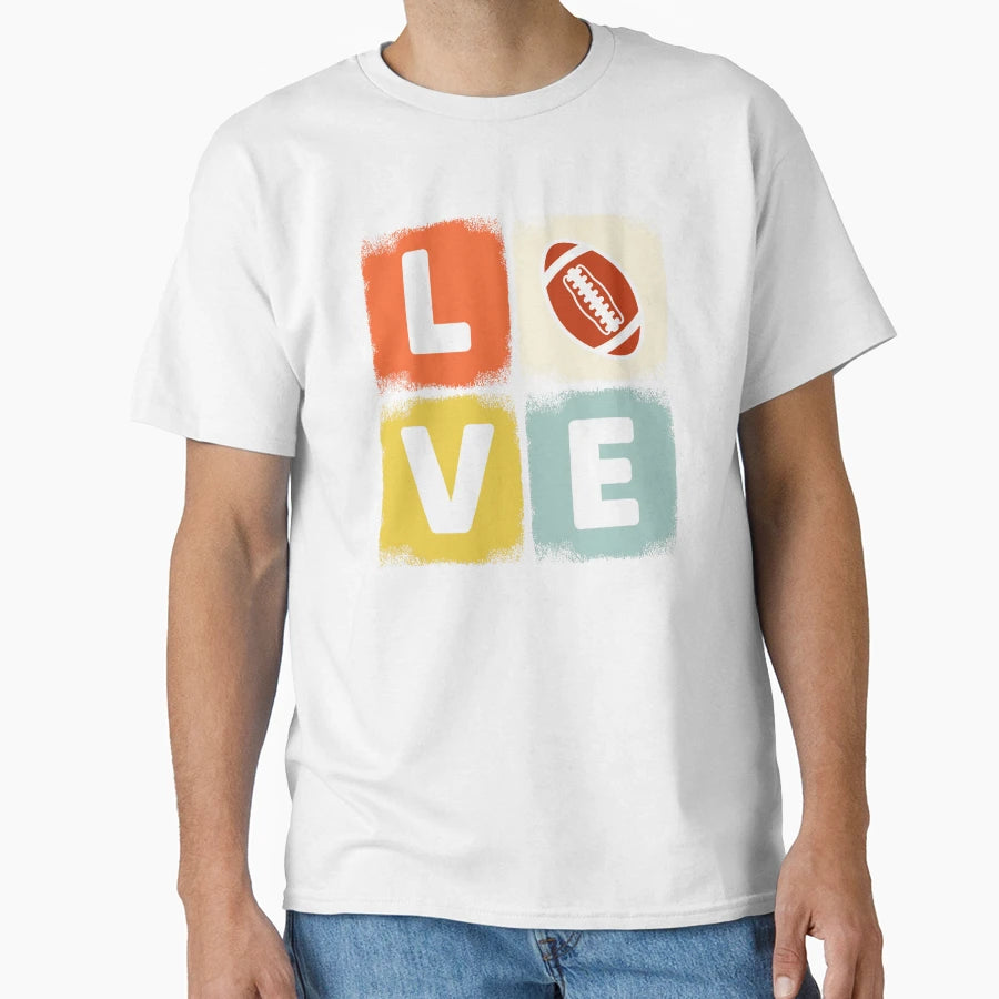 Football Love Block T-Shirt - Graphic Print Unisex - T-Shirt, Sweatshirt, Hoodie