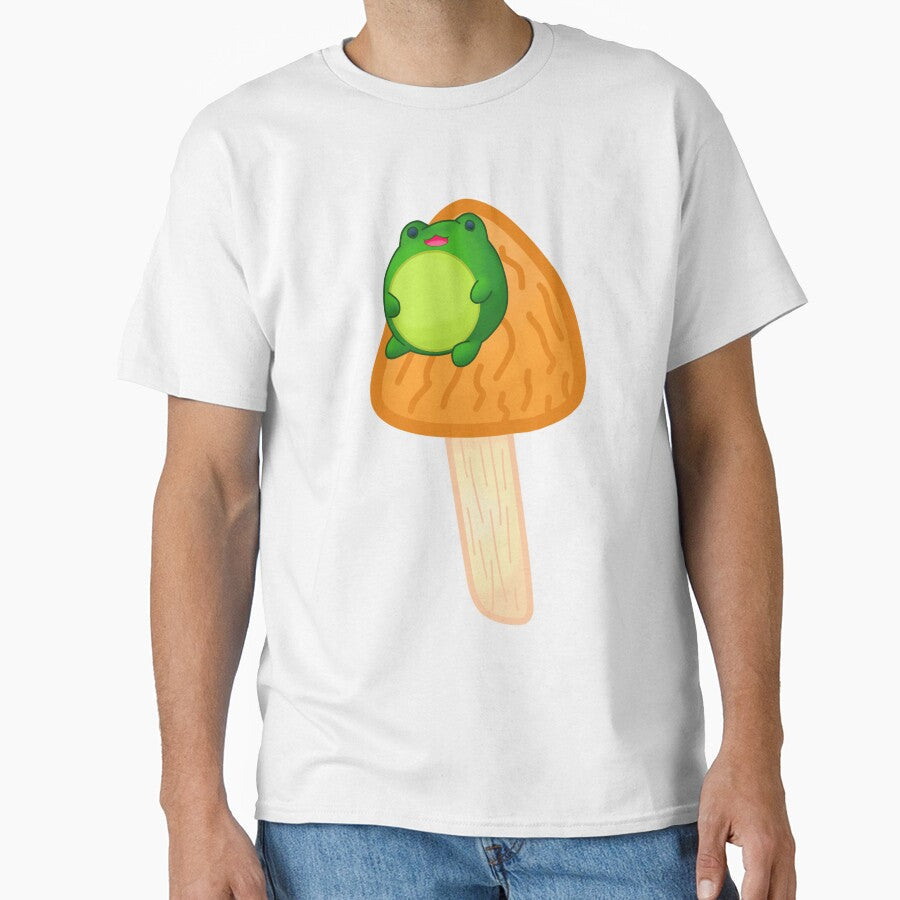 Frog On Orange Mushroom by Cutsiecottage - Adult & Kids T-Shirts, Sweatshirts & Hoodies apparel design preview 1