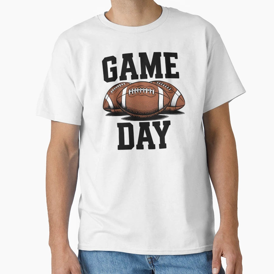Game Day Football Triple Ball T-Shirt - Fun Novelty Design Men Women - T-Shirt, Sweatshirt, Hoodie