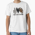 Peace Love Football Gift Football T-Shirt - Minimalist Print Men Women - T-Shirt, Sweatshirt, Hoodie