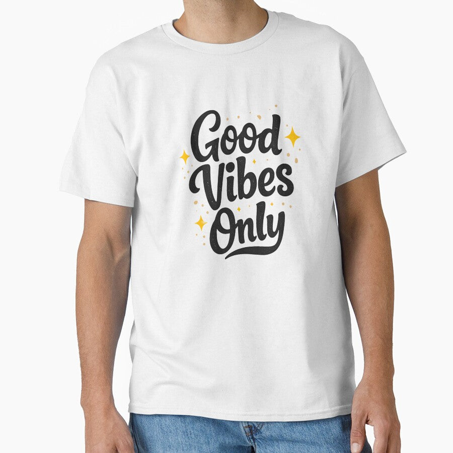 Good Vibes Only Sticker Minimal Typography - Adult & Kids T-Shirts, Sweatshirts & Hoodies apparel design preview 1